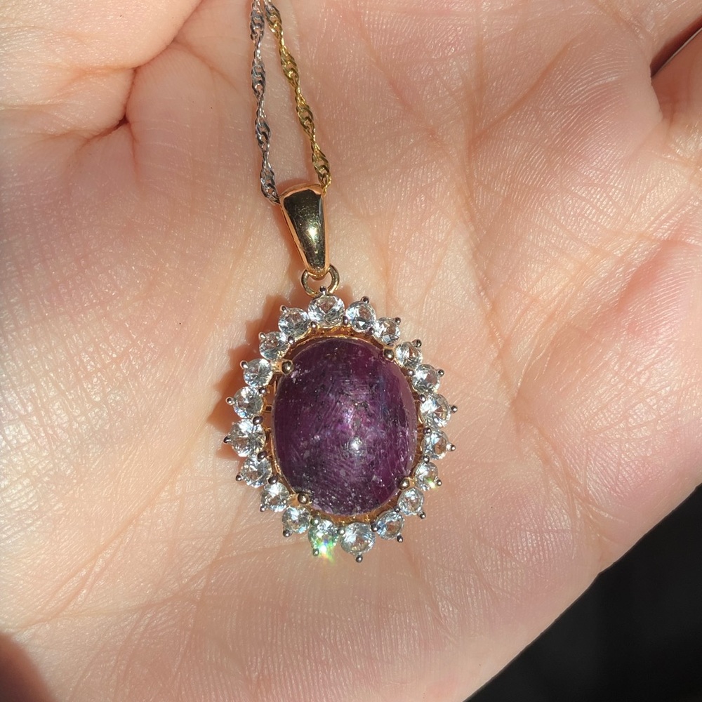 Orianne 19.63cttw Ruby & White Sapphire Pendant Necklace